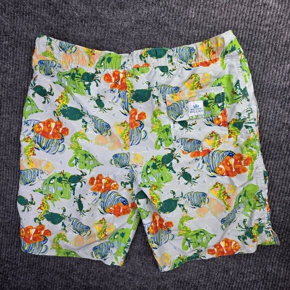 Peter Millar Swim Trunks Mens M Blue Fish Seaside Lined Beach Ocean Pockets - Picture 5 of 8